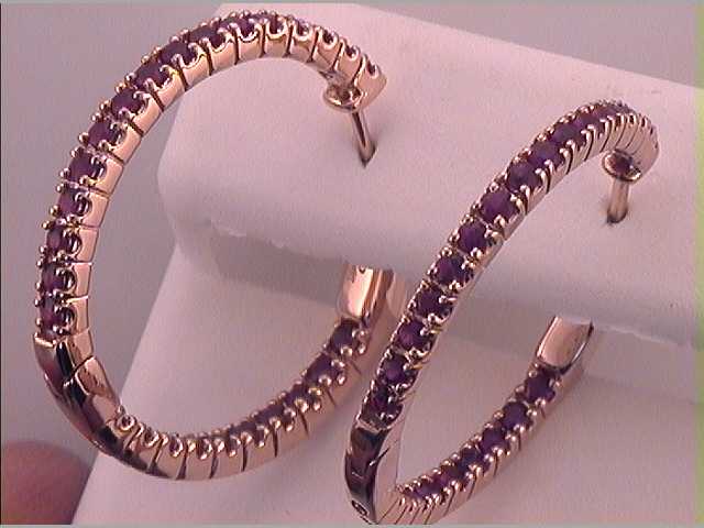 14Kt Rose Gold 1 1/3Ctw-Diamond Ruby Fashion High Hoops Earring (6.87 grams)