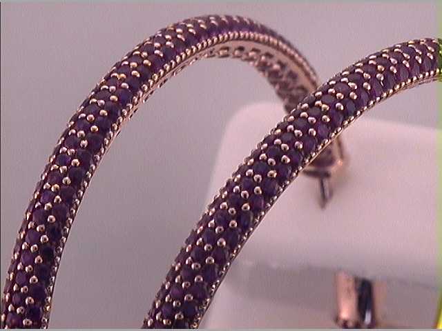 14Kt Rose Gold 7.97Ctw-Diamond Ruby Natural Gem Hoops (19.74 grams)