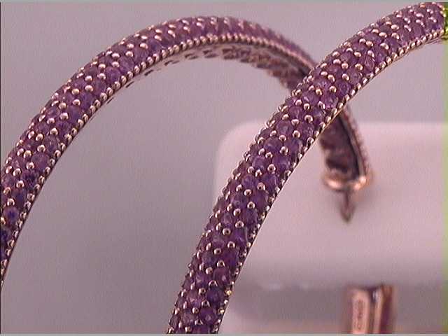 14Kt Rose Gold 8.80Ctw-Diamond Pink Sapphire Natural Gem Hoops (19.43 grams)