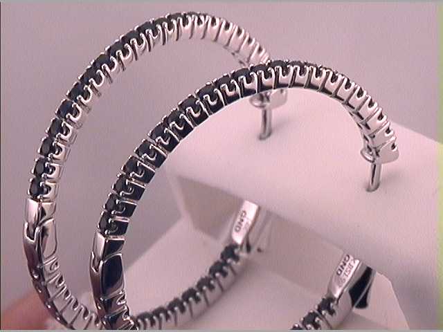 14Kt White Gold 1 7/8Ctw-Diamond Black Diamond Hoops (6.75 grams)