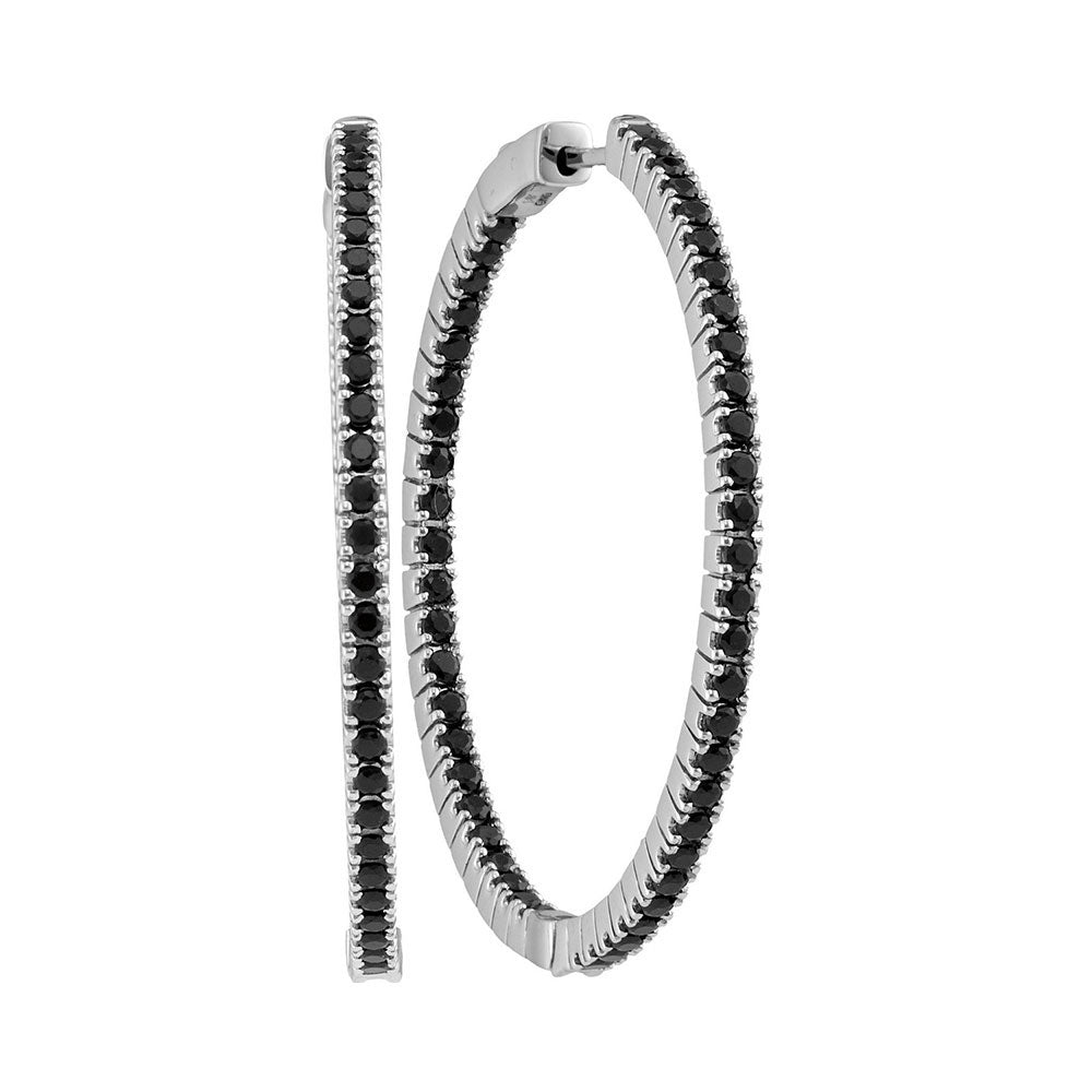 14Kt White Gold 3 3/4Ctw-Diamond Black Diamond Hoops (12.36 grams)