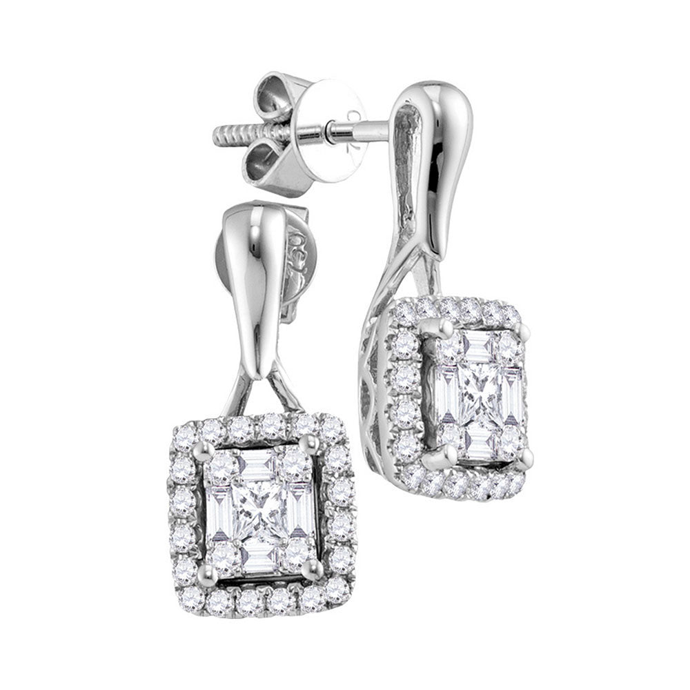 18Kt White Gold 3/4Ctw-Dia Cluster Earring (2.48 grams)