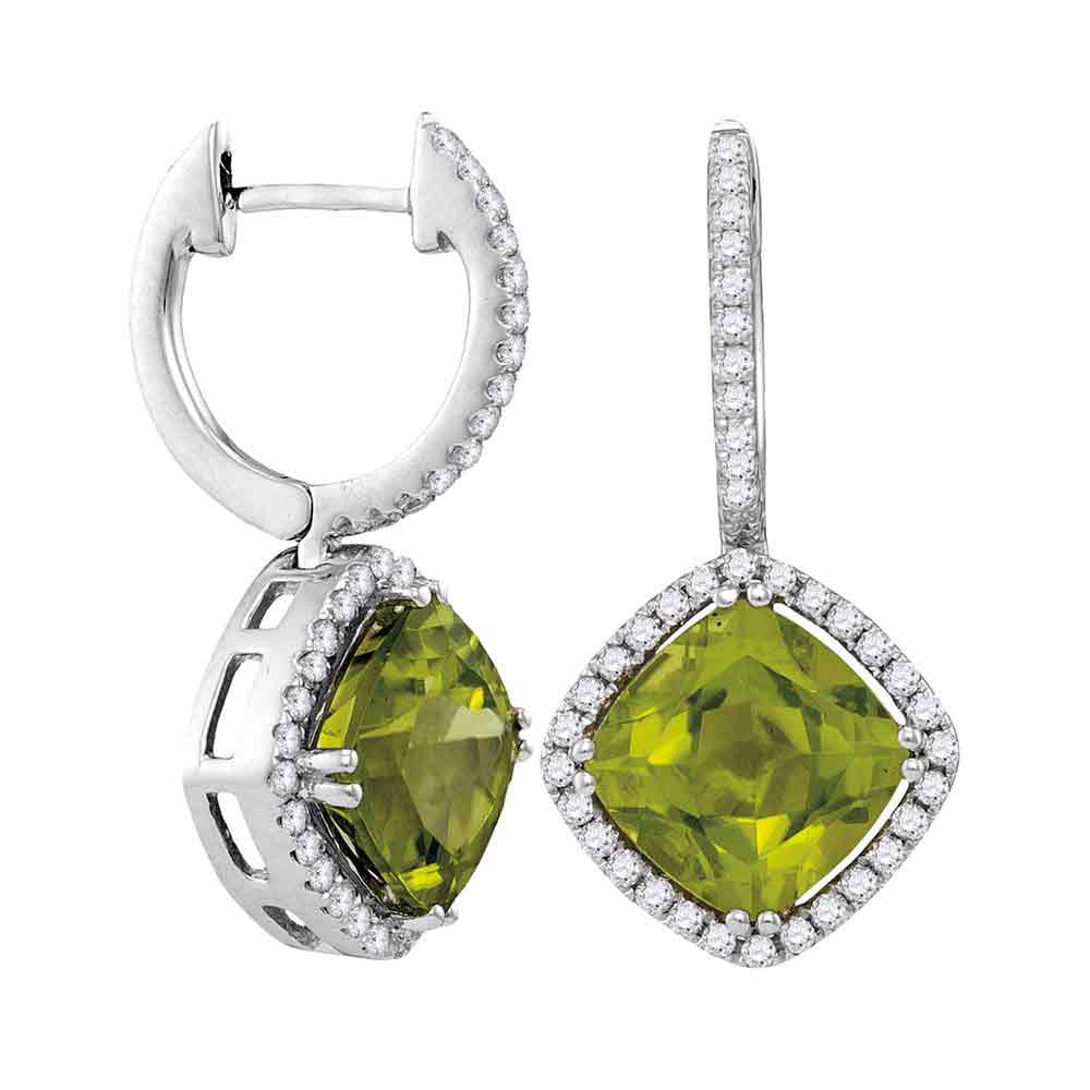 14Kt White Gold 3/8Ctw-Dia 1 3/4(Min)Ct Peridot Natural Gem Hoops (3.61 grams)