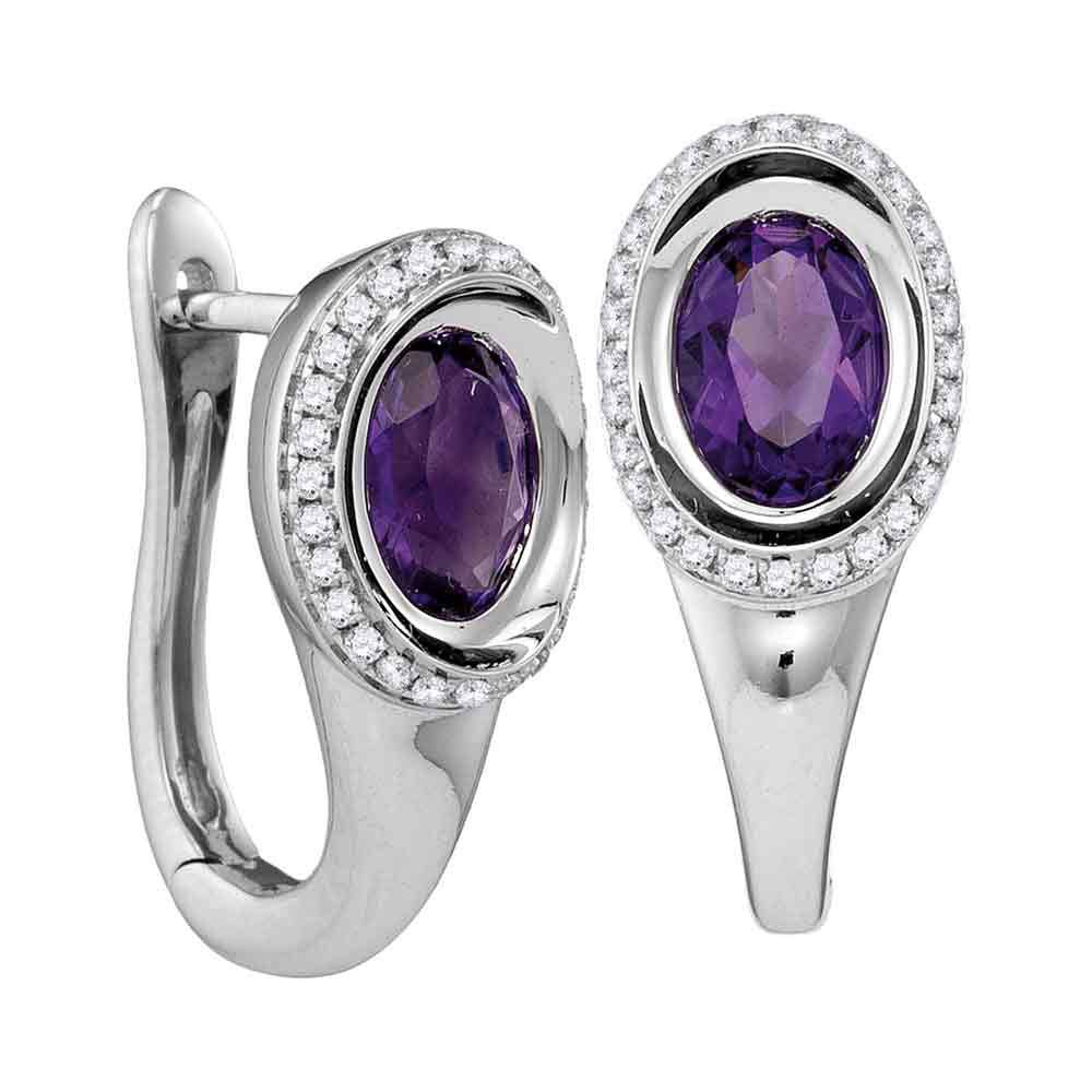 14Kt White Gold 1/4Ctw-Diamond 1/2(Min)Ct Natural Gem Hoops (5.72 grams)