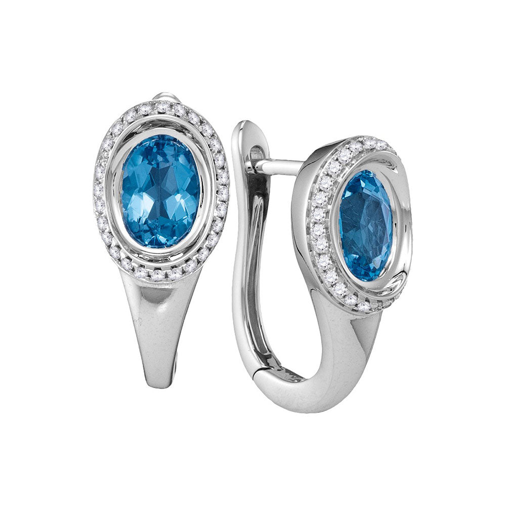 14Kt White Gold 1/4Ctw-Diamond 3/4(Min)Ct-Bt Natural Gem Hoops (5.78 grams)