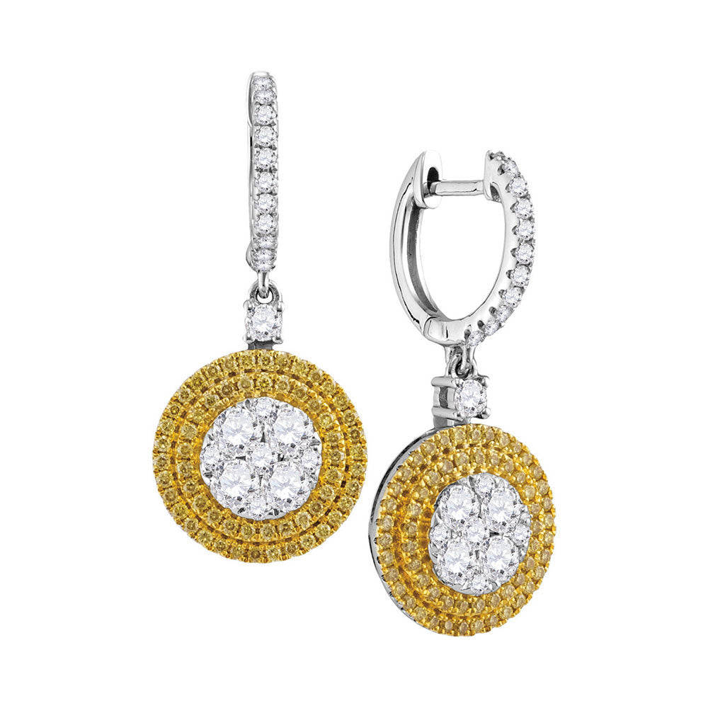 18Kt White Gold 1 5/8Ctw-Dia Gift Yellow Diamondearrings (5.6 grams)