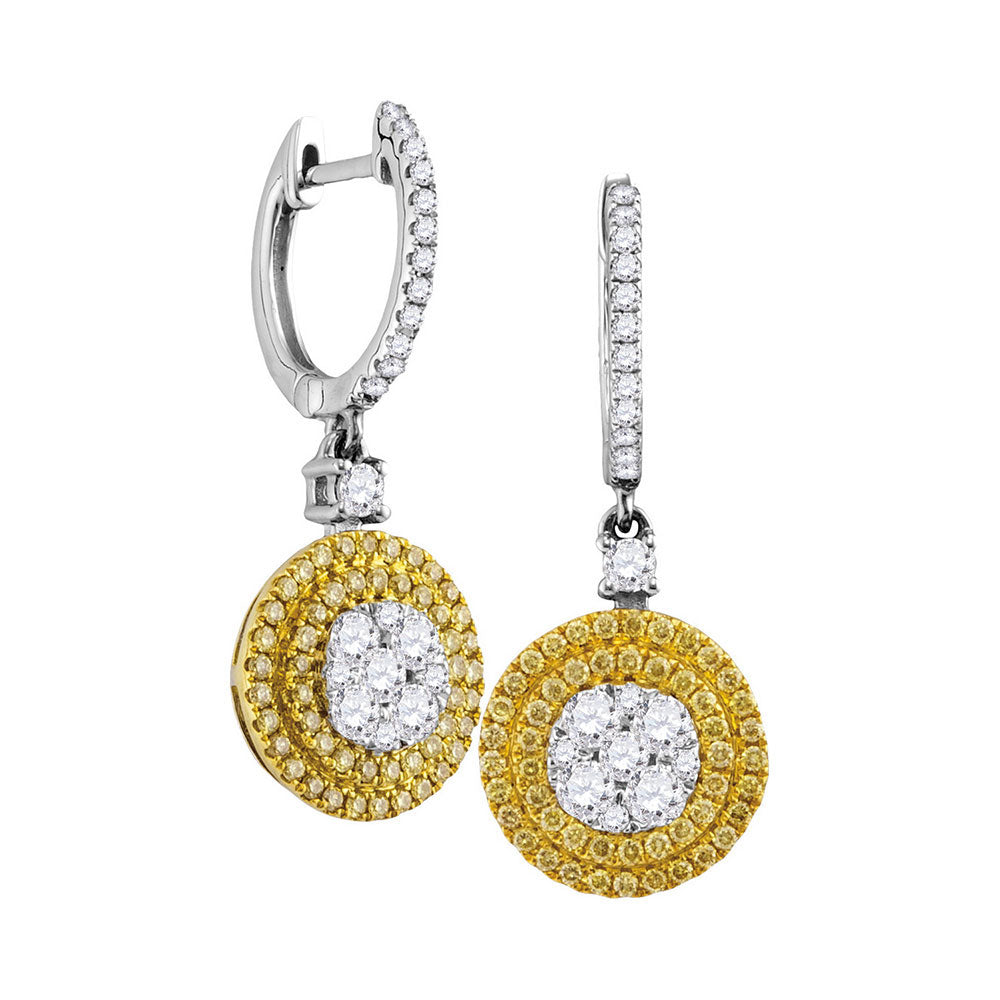 18Kt White Gold 1 Ctw-Dia Gift Yellow Diamond Earrings (4.73 grams)