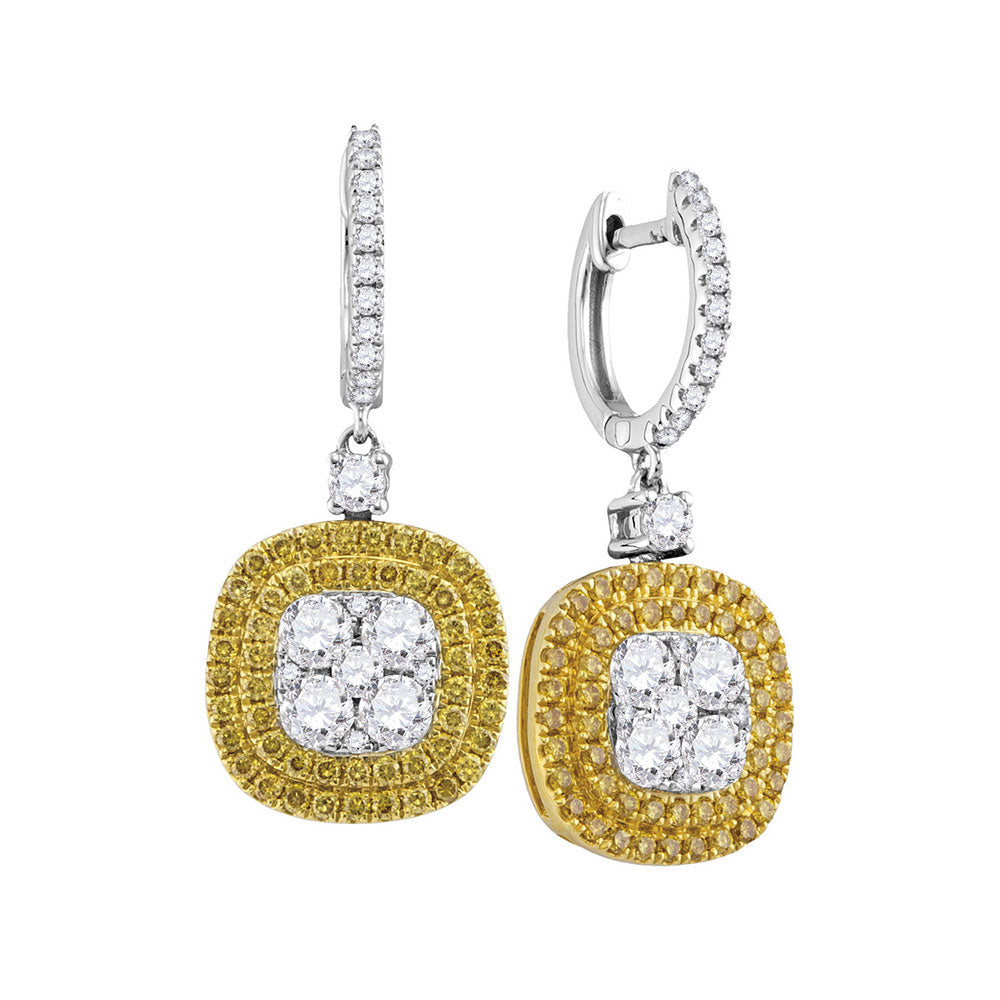 18Kt White Gold 2 1/5Ctw-Dia Gift Yellow Diamond Earring (6.91 grams)
