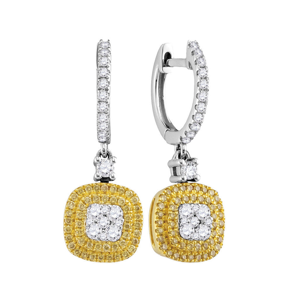 18Kt White Gold 3/4Ctw-Dia Gift Yellow Diamond Earrings (4.29 grams)