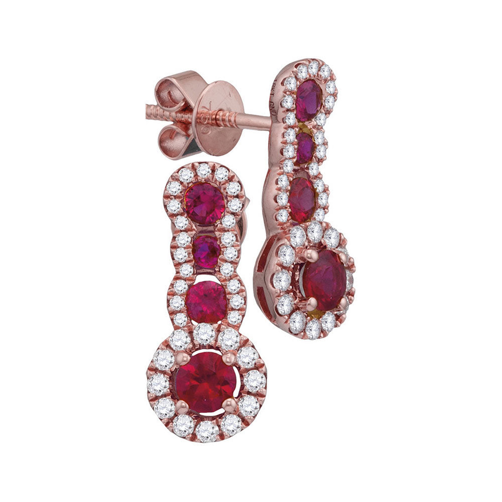 18Kt White Gold 3/8Ctw-Diamond 7/8Ct-Ruby Natural Gem Earrng (2.04 grams)