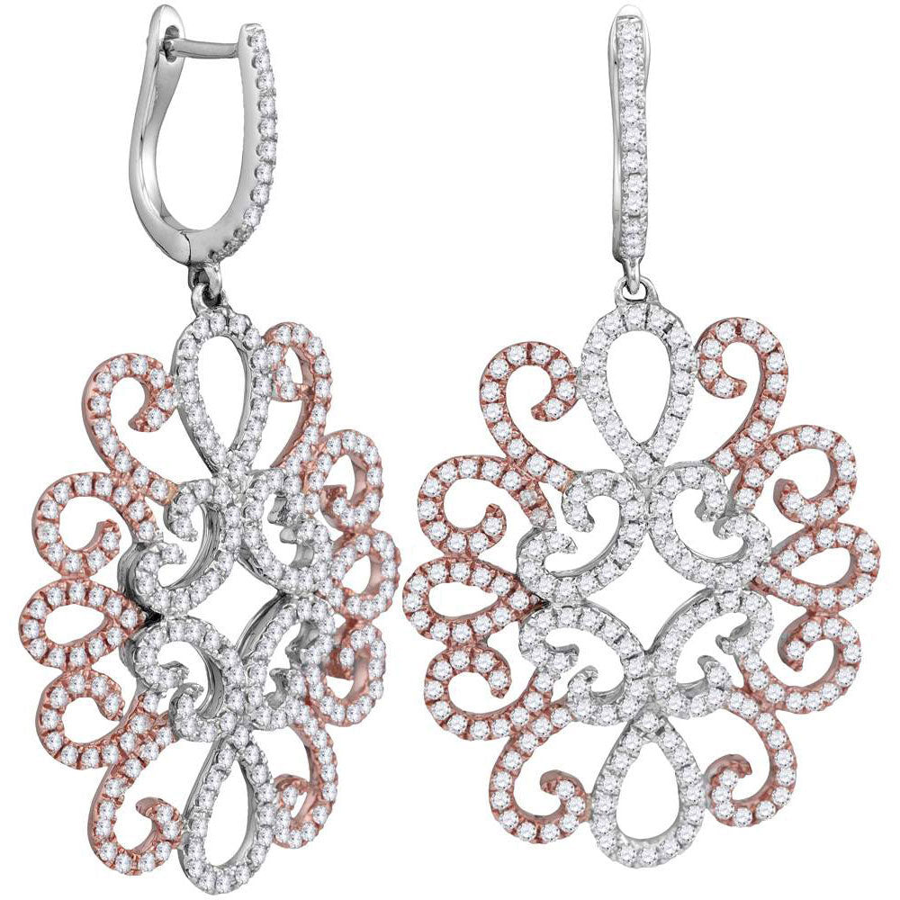 18Kt White Gold 2 Ct- Diamond Scut Fashion Dangling Earrings (11.83 grams)