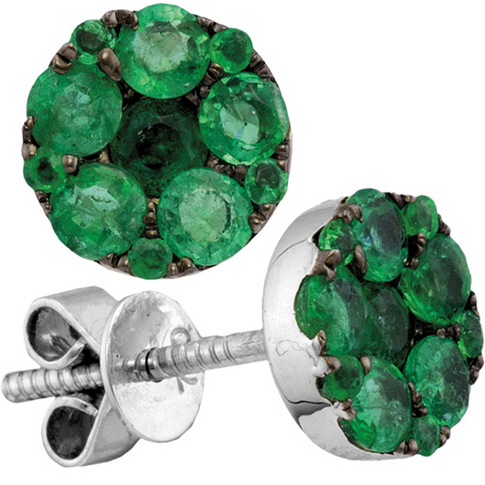18Kt White Gold 1/2Ctw-Diamond 2 5/8Ct-Emerald Natural Gem Earrng (6.98 grams)