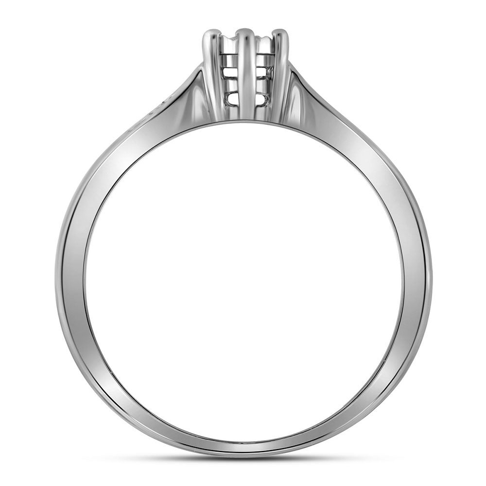 Sterling Silver Womens Round Diamond Solitaire Bridal Wedding Engagement Ring 1/20 Cttw (2.38 grams)