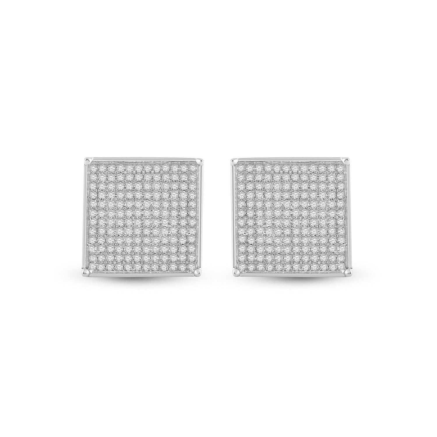 10Kt White Gold 7/8Ctw-Dia Micro-Pave Earrings (2.3 grams)