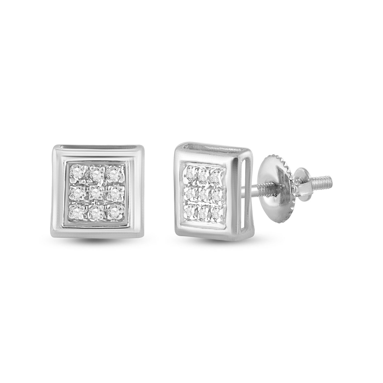 10Kt White Gold 1/20Ct-Dia Micro-Pave Earrings (0.7 grams)