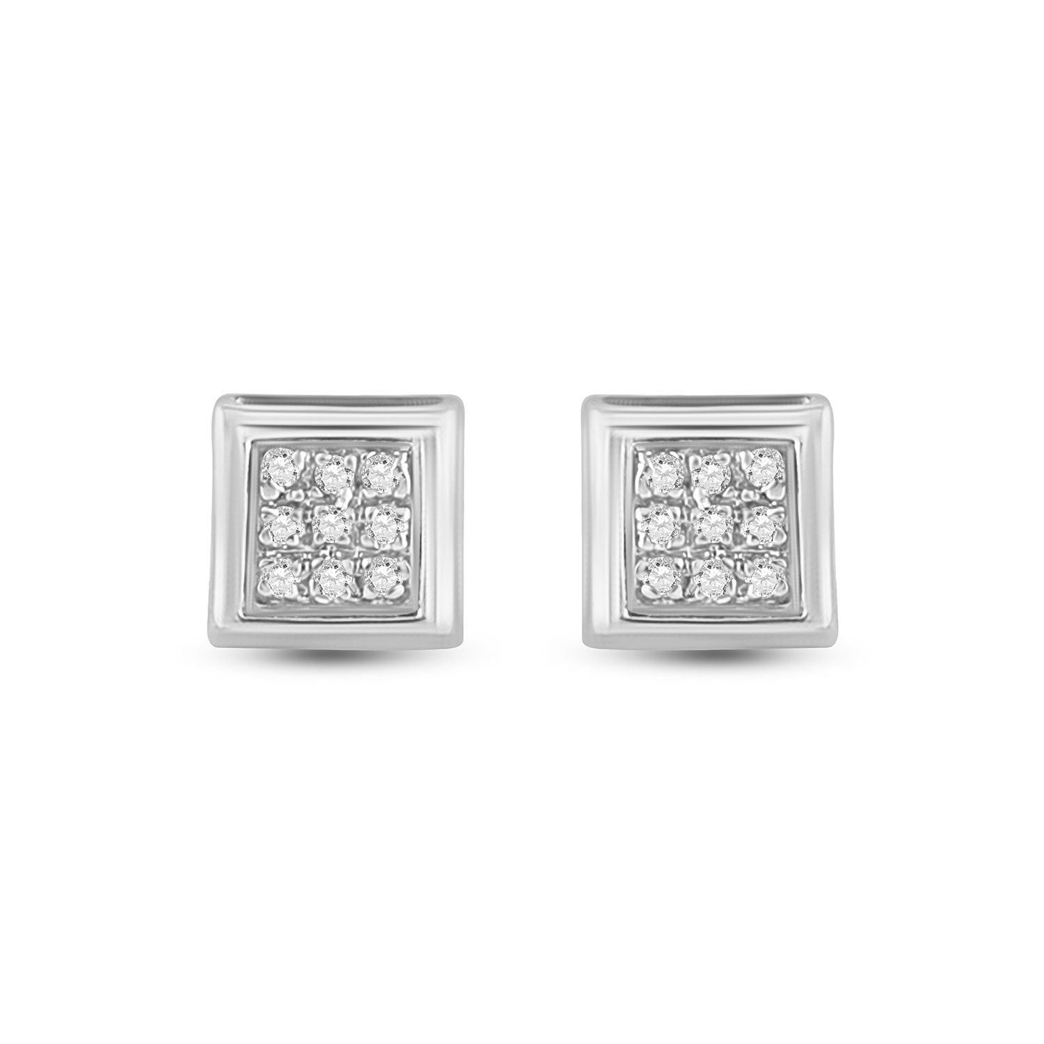 10Kt White Gold 1/20Ct-Dia Micro-Pave Earrings (0.7 grams)