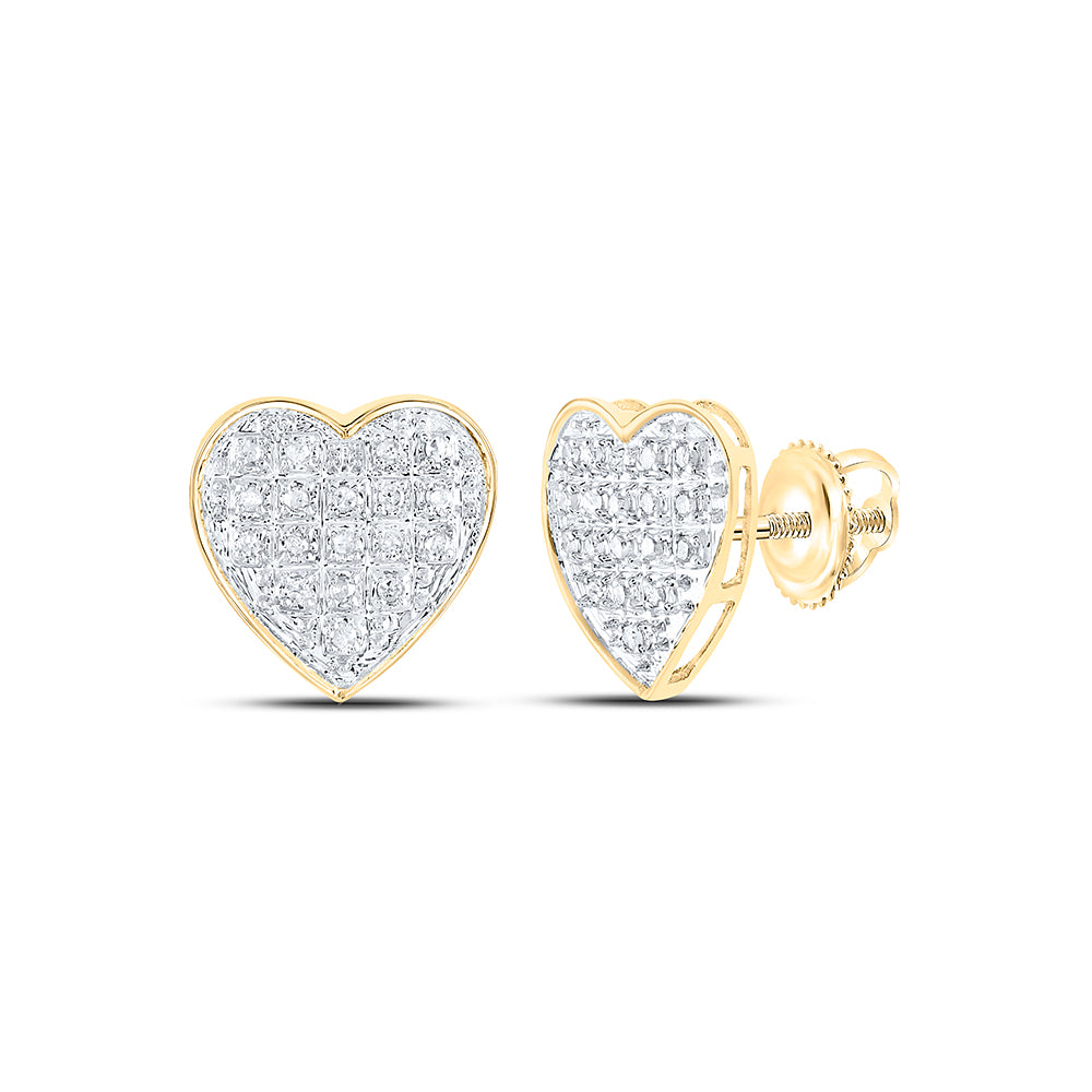 10Kt Yellow Gold Womens Round Diamond Heart Cluster Earrings 1/10 Cttw (1.24 grams)
