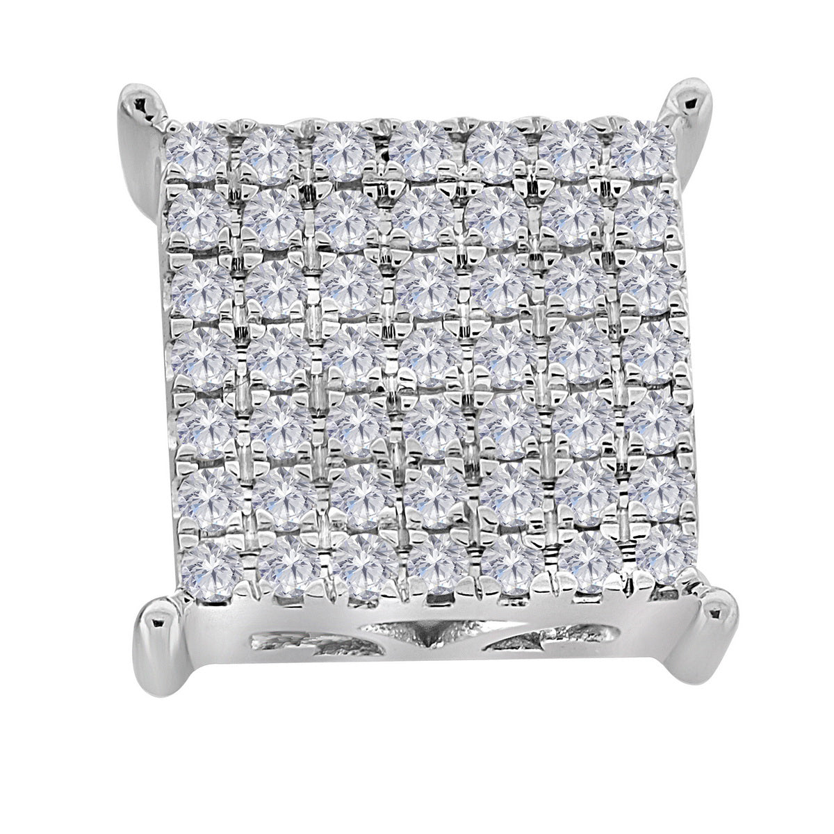 10Kt White Gold Womens Round Diamond Square Cluster Stud Earrings 3/4 Cttw (3.03 grams)