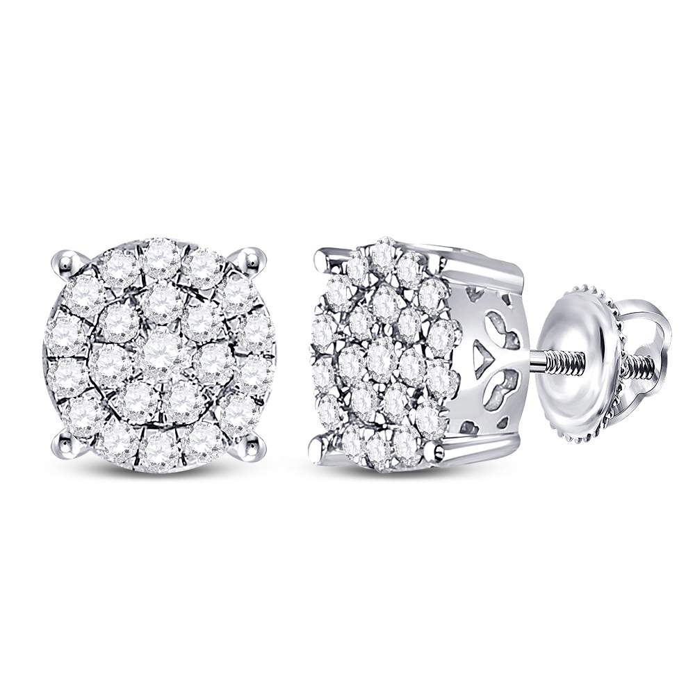 10Kt White Gold 1Ctw-Dia Cindy Round Earring (2.29 grams)