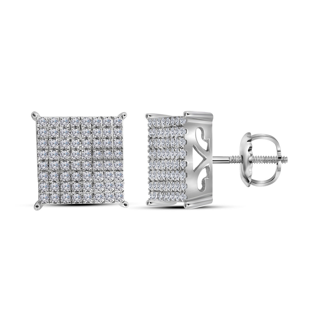 10Kt White Gold 1Ct-Dia Cindy Square Earring (4 grams)