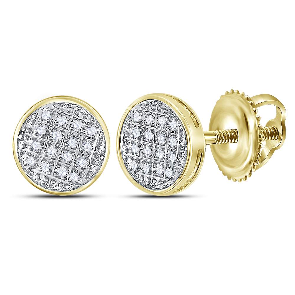 10Kt Yellow Gold 1/12Ct-Dia Micro-Pave Round Earring