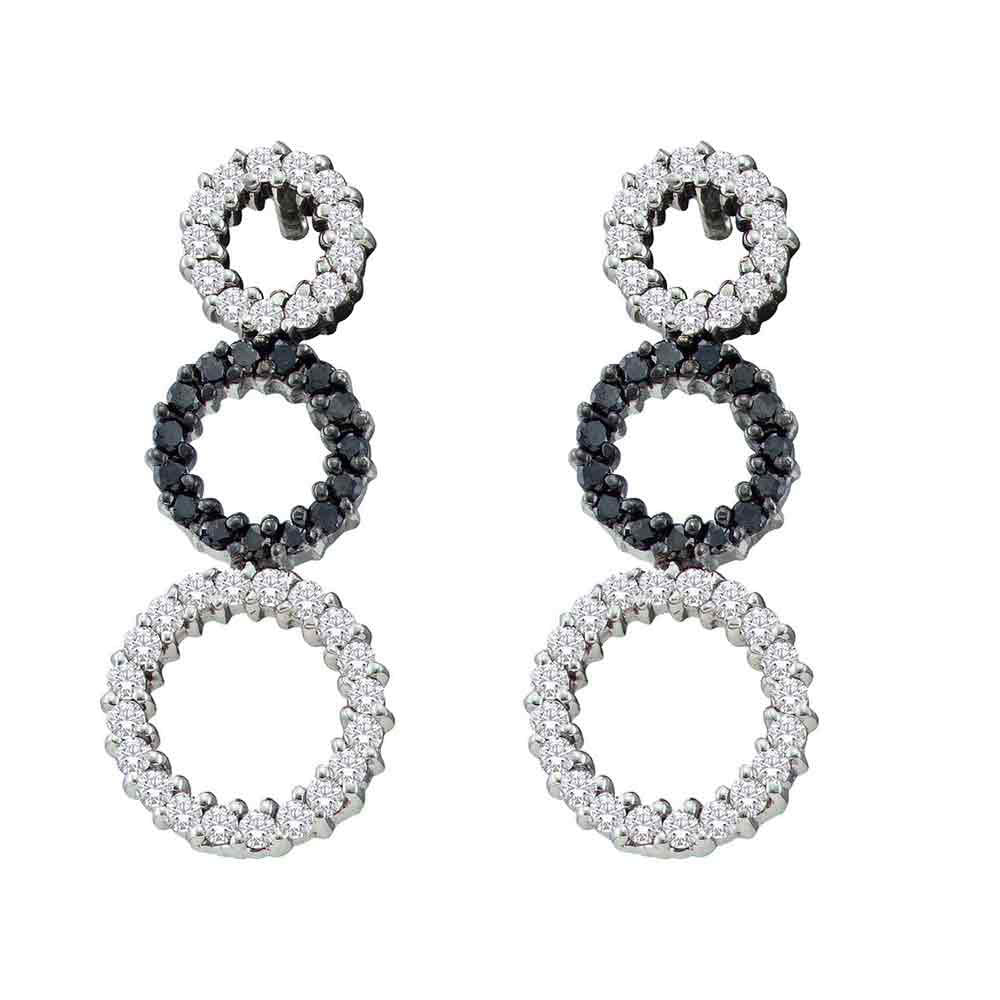 14Kt White Gold 3/4Ctw-Dia Fashion Black Earring (4.26 grams)