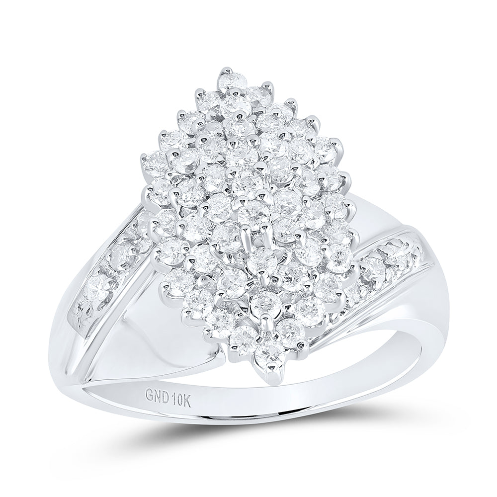 10Kt White Gold 1 Ct-Dia P1 Cluster Gift Ring (11.82 grams)