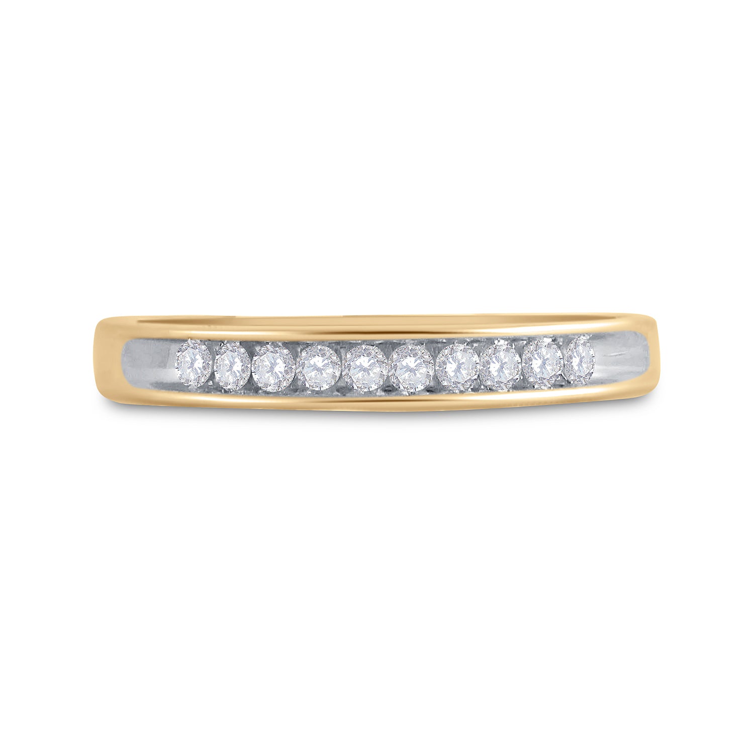 Gold Band Ring 1/5 Cttw Round Natural Diamond Womens (3.03 grams)