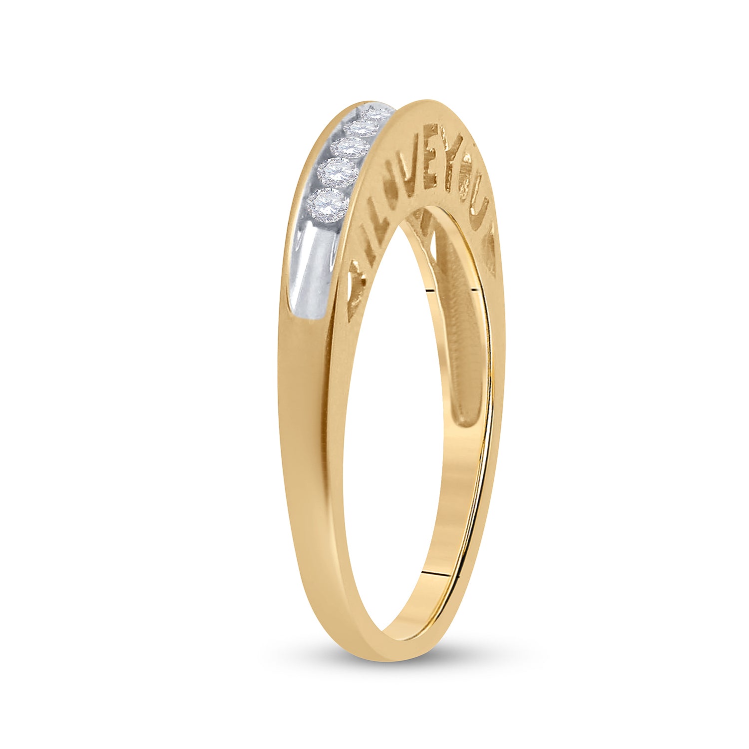 Gold Band Ring 1/5 Cttw Round Natural Diamond Womens (3.03 grams)