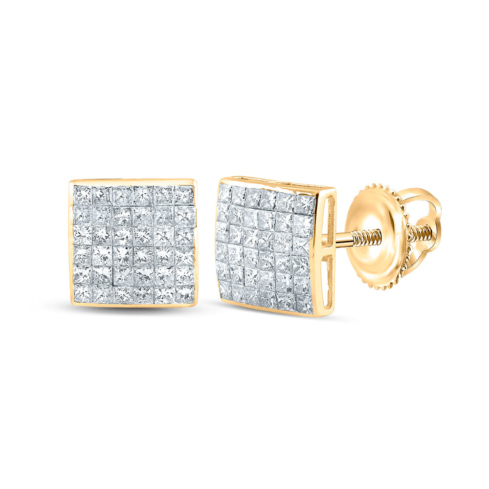 14Kt Yellow Gold 1 1/2Ctw-Diamond Fashion Invisible Square Earring (2.29 grams)