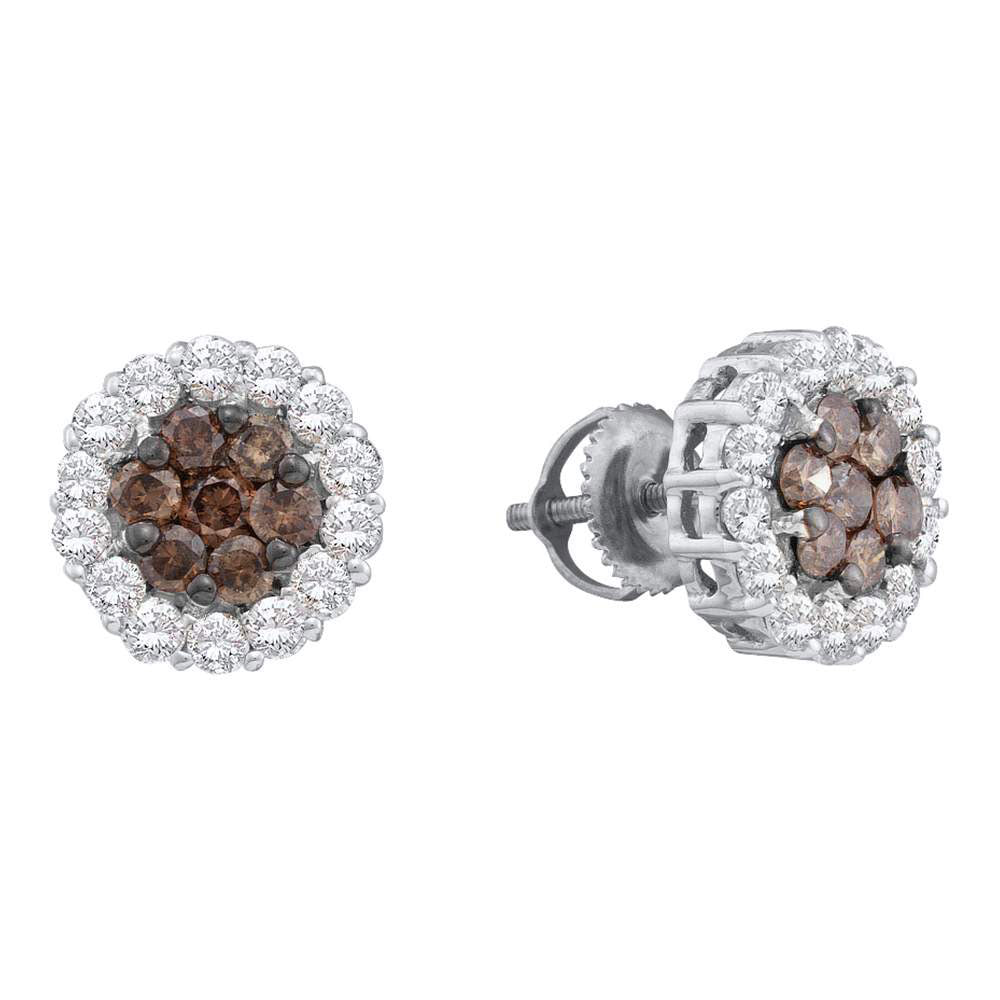 14Kt White Gold 1 1/2Ct-Diamond Natural Brown Diamond Earring (1.5 grams)