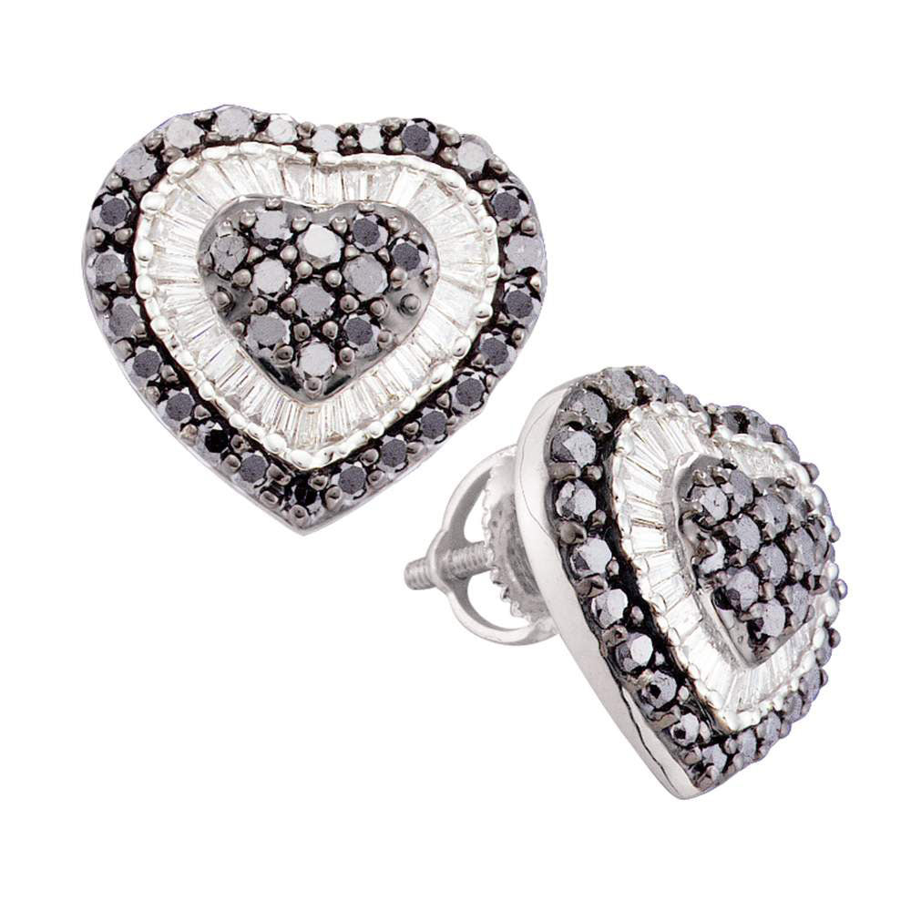 14Kt White Gold 1 1/2Ctw-Dia Black Diamond Earrings (4.79 grams)