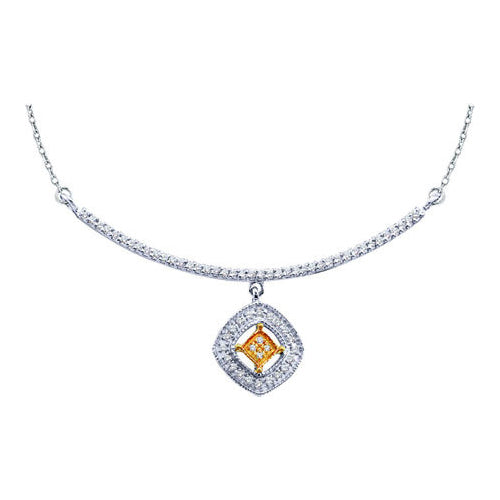 10Kt White Gold 1/5Ct-Dia Square Necklace (1.37 grams)