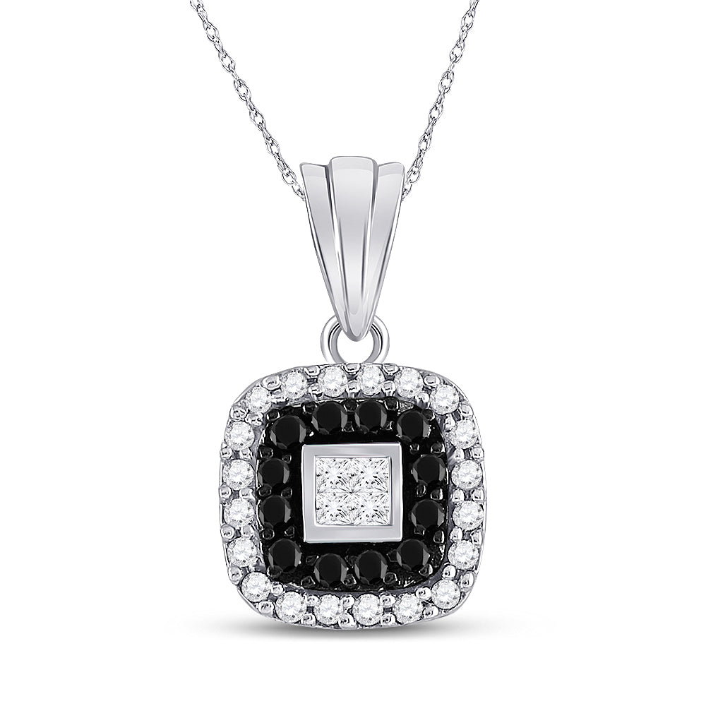 14Kt White Gold 1/2Ct-Dia Black Diamond Pendant (1.72 grams)
