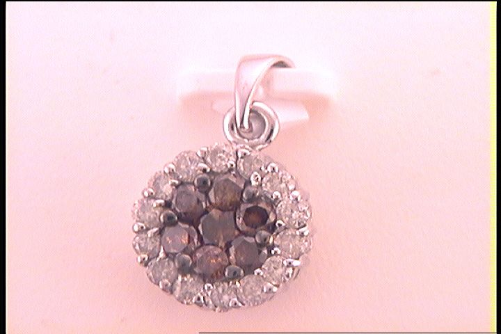 14Kt White Gold 1 Ct-Diamond Natural Brown Flower Pendant (1.65 grams)