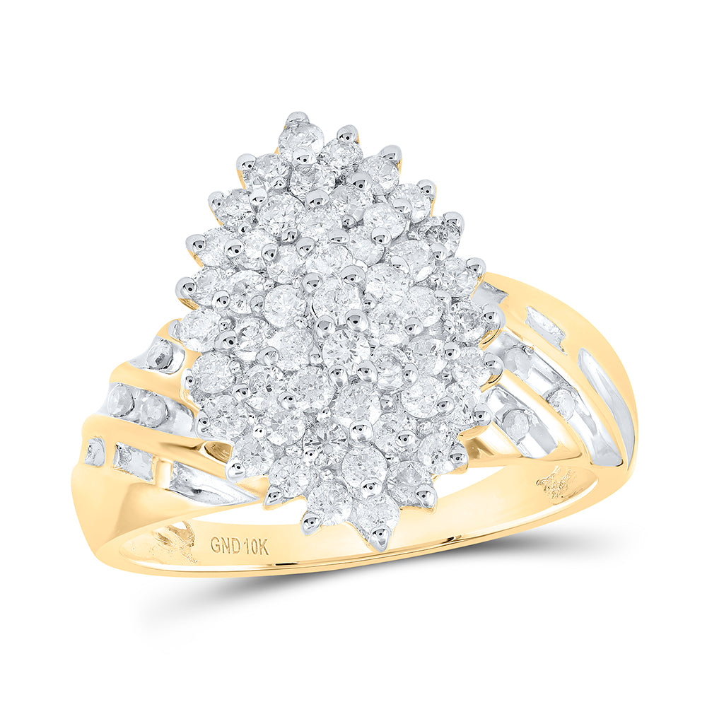 10Kt Yellow Gold 1 Ctw-Dia Cluster Gift Ring