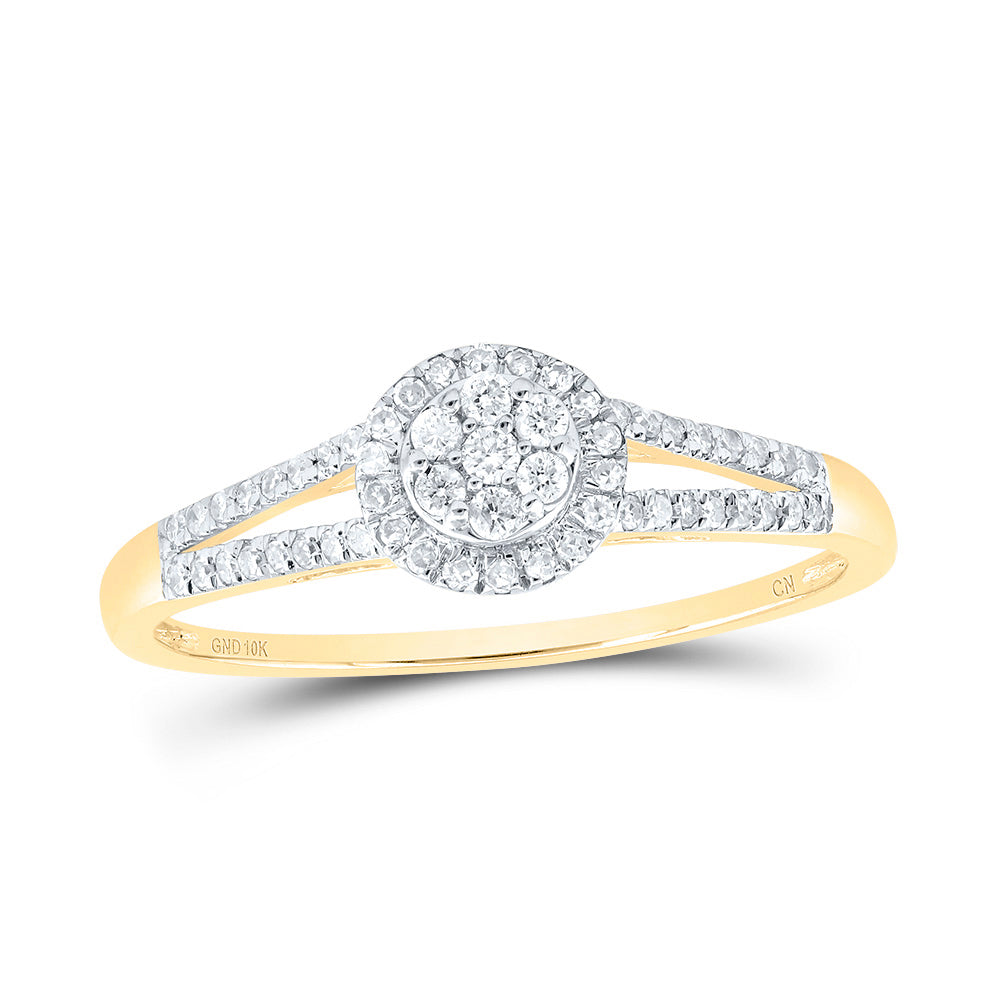 Gold Flower Cluster Ring 1/5 Cttw Round Natural Diamond Womens (1.3 grams)