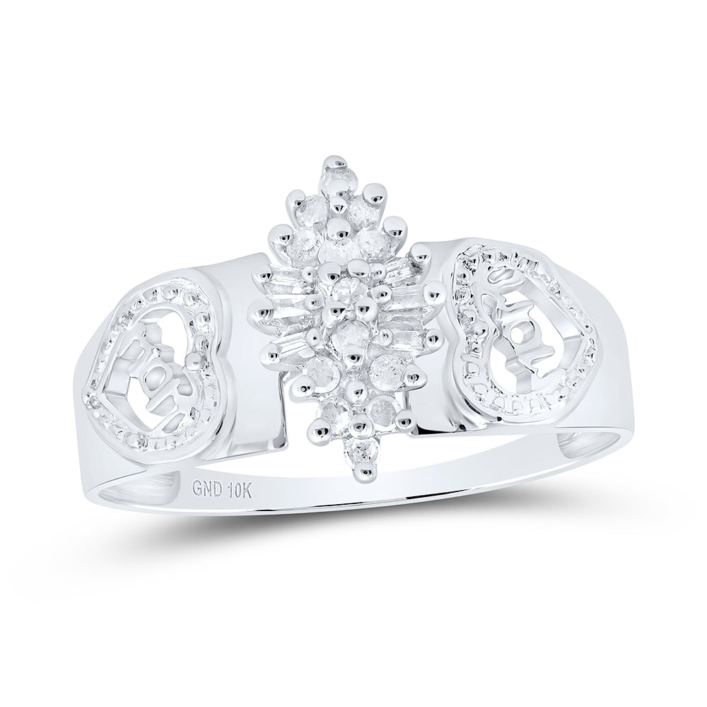 10Kt White Gold 1/8Ct-Dia 'Mom' Gift Ring (2.53 grams)