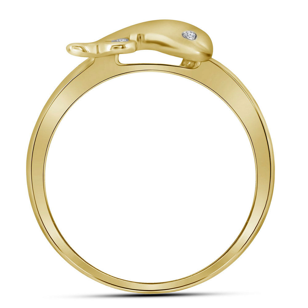 10Kt Yellow Gold Womens Round Diamond Slender Dolphin Animal Fish Ring 1/20 Cttw (2.29 grams)