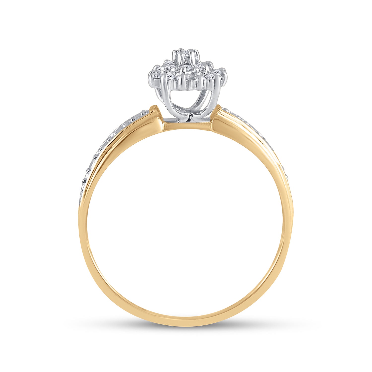 Gold Cluster Ring 1/10 Cttw Round Natural Diamond Womens (1.88 grams)