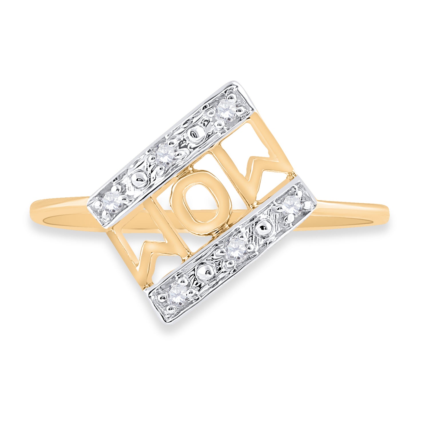 10Kt Yellow Gold Womens Round Diamond Mom Mother Accent Ring 1/20 Cttw (0.95 grams)