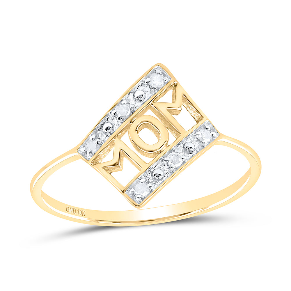 10Kt Yellow Gold Womens Round Diamond Mom Mother Accent Ring 1/20 Cttw (0.95 grams)