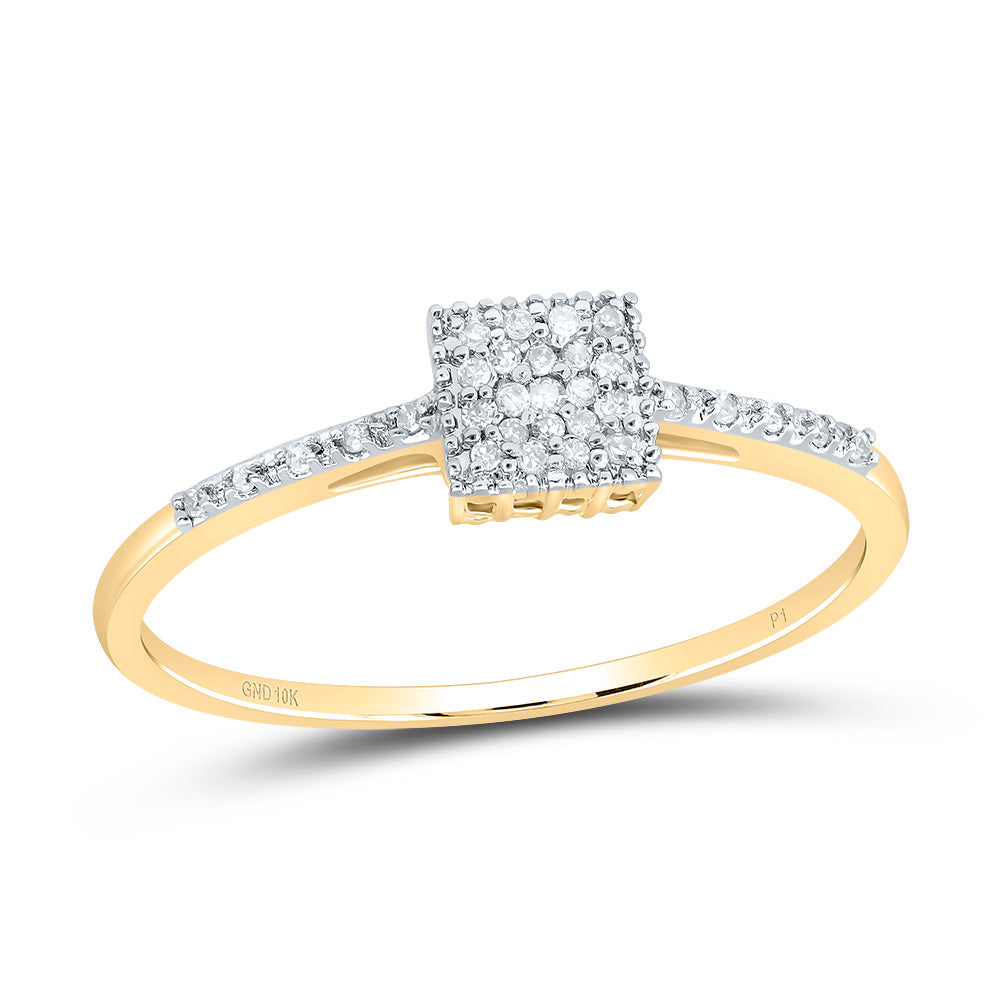 10Kt Yellow Gold Womens Round Diamond Cluster Ring 1/12 Cttw (1.08 grams)
