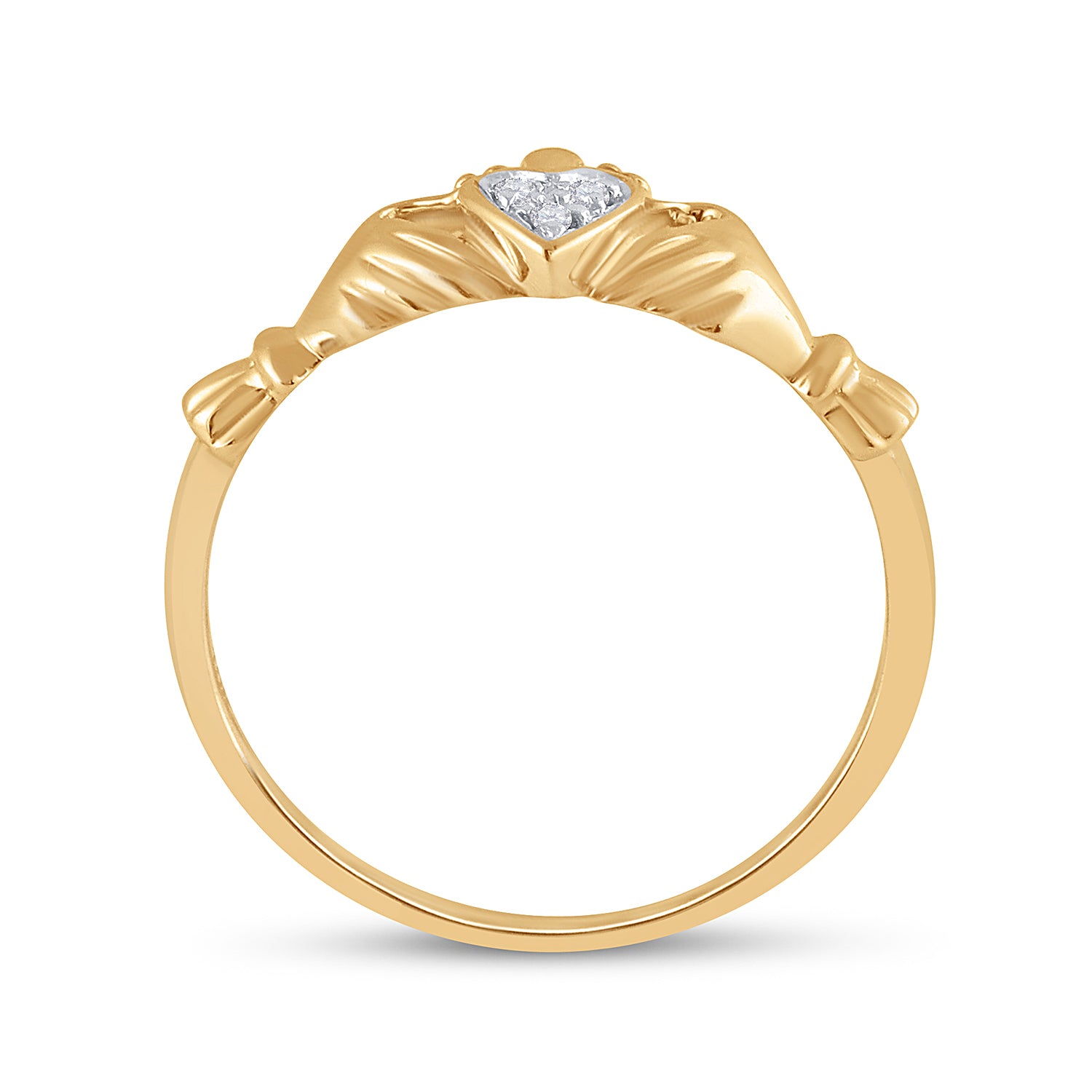 10Kt Yellow Gold Womens Round Diamond Claddagh Heart Ring .02 Cttw (1.82 grams)
