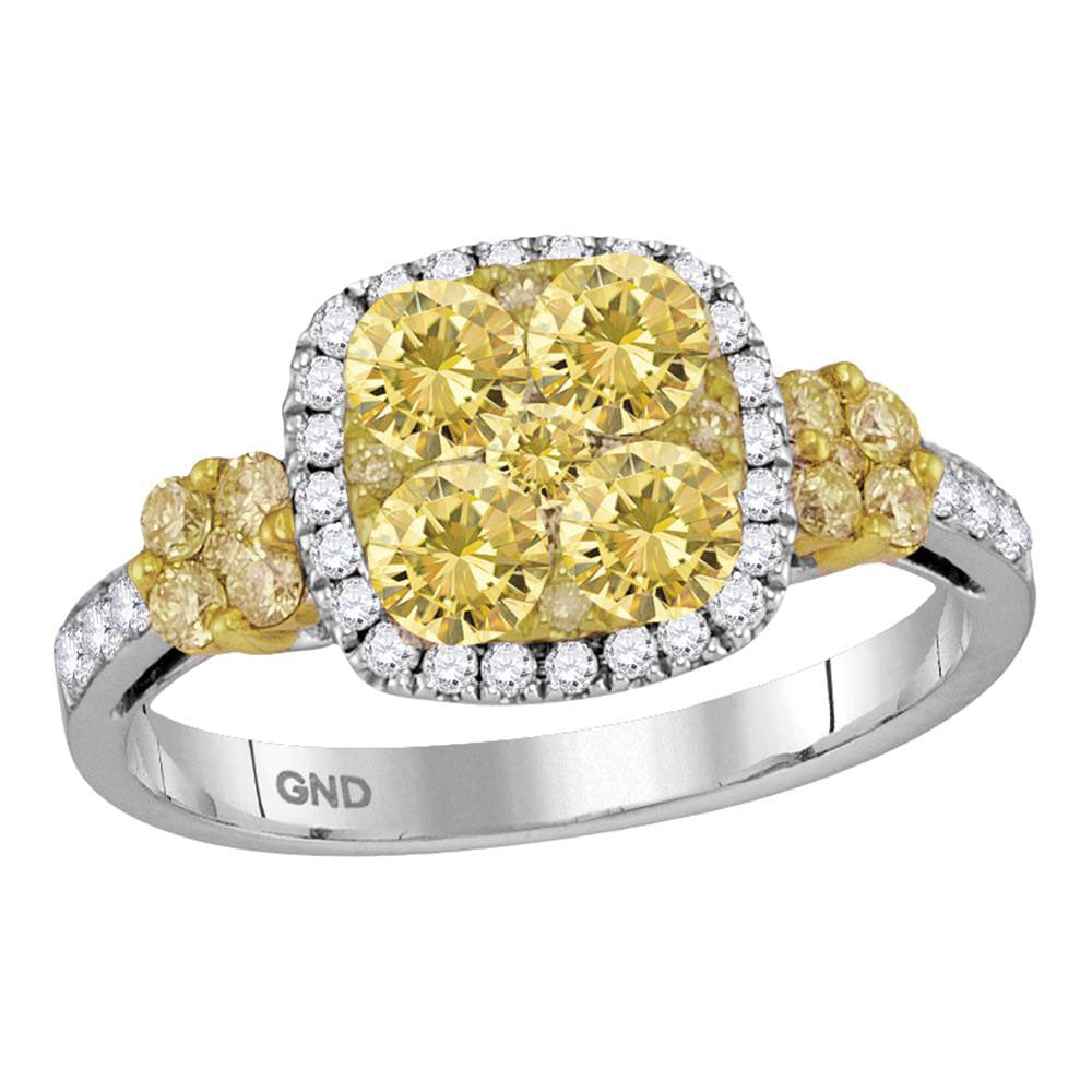 18Kt White Gold 1 3/8Ctw Amarillo Natural Yellow Diamond Ring (4.2 grams)