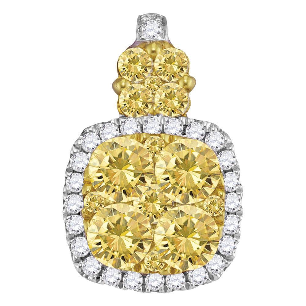 18Kt White Gold 1 1/4Ctwamarillo Natural Yellow Diamond Pendant (2 grams)