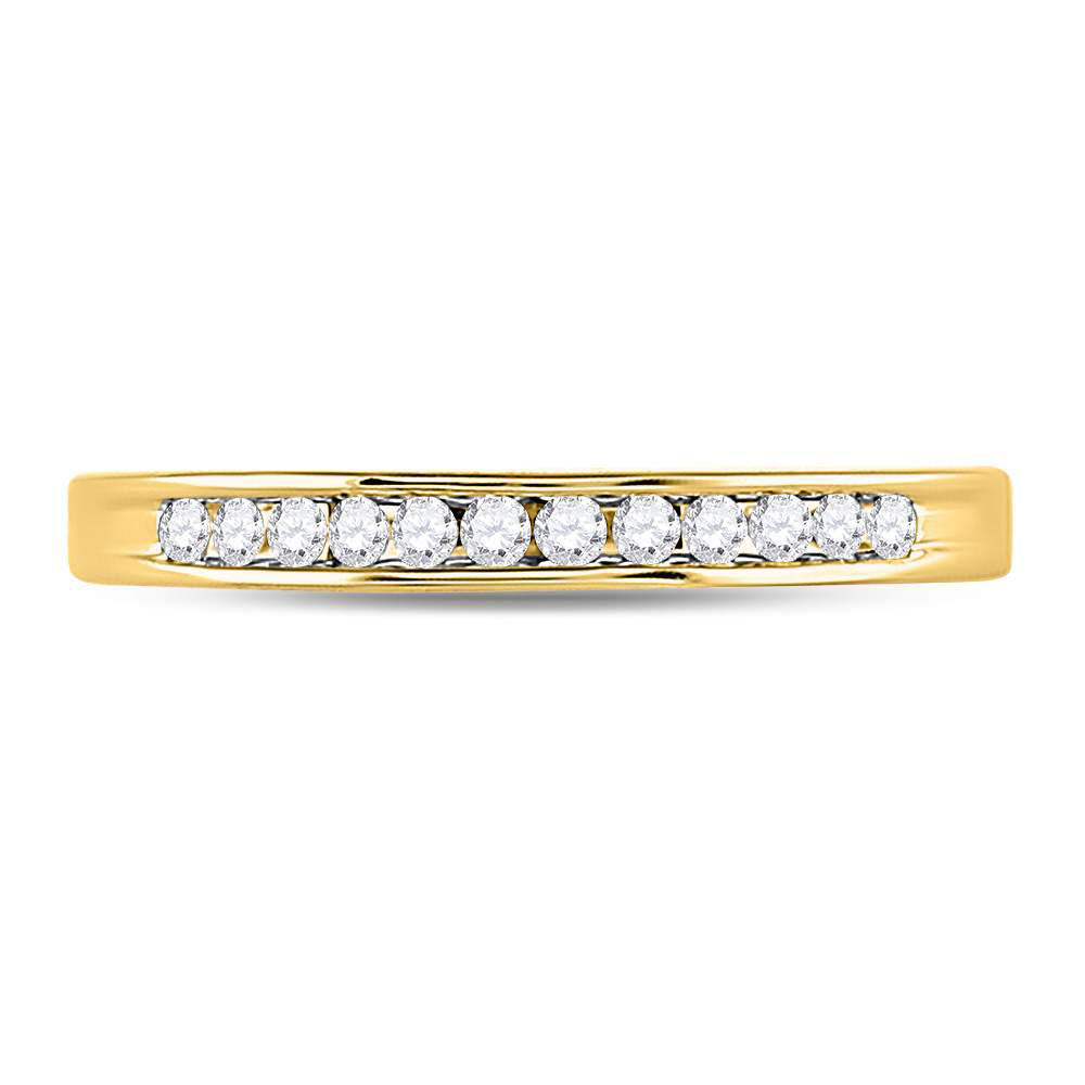 Gold Band Wedding Band 1/6 Cttw Round Natural Diamond Womens (2.22 grams)