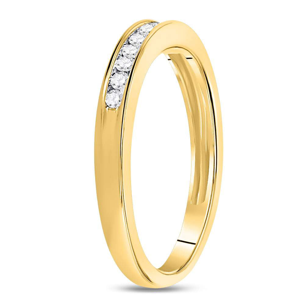 Gold Band Wedding Band 1/6 Cttw Round Natural Diamond Womens (2.22 grams)
