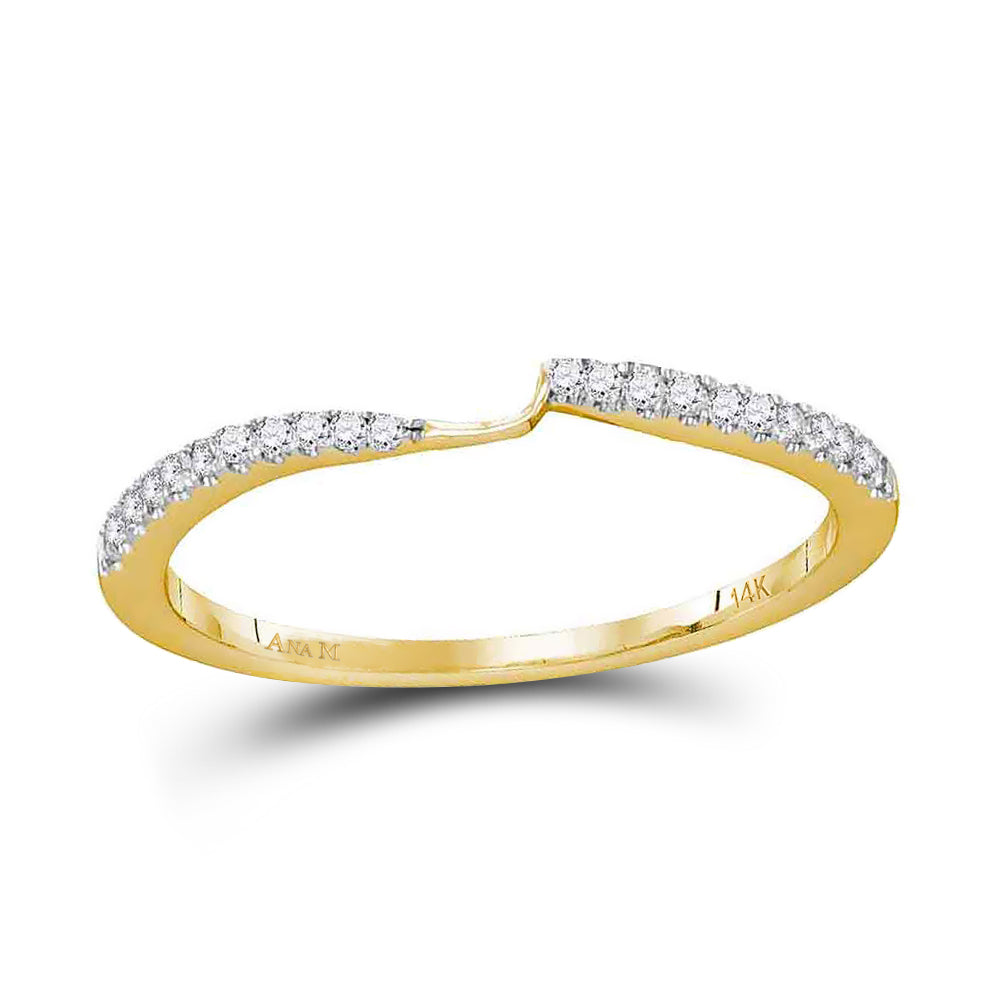 Gold 2-stone Wedding Band 1/8 Cttw Round Natural Diamond Womens (1.17 grams)