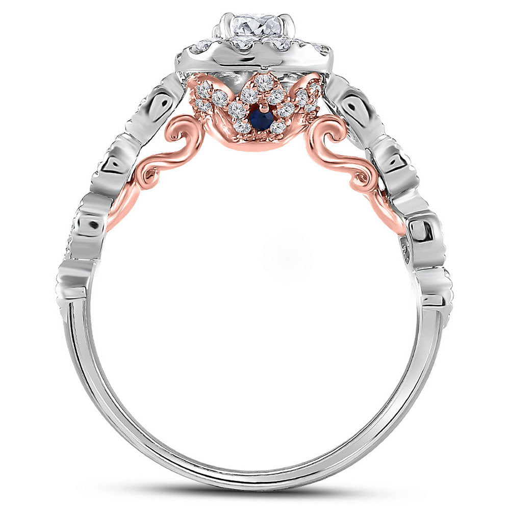 14Kt Two-Tone Gold 3/4Ct-Dia 1/3Ct-Crd Bellina Engagement Ring Certified (3.93 grams)